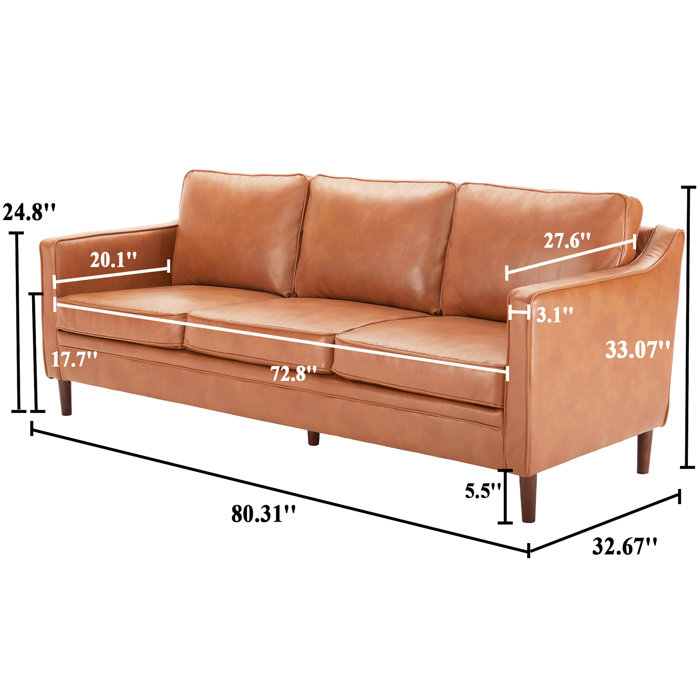 Latitude Run® Asheville 80.5'' Vegan Leather Sofa & Reviews Wayfair